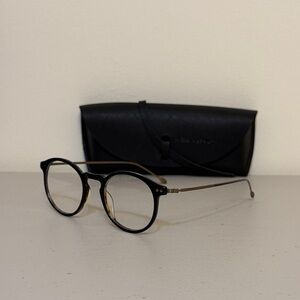 John Varvatos 377 Black and Gold Round Glasses